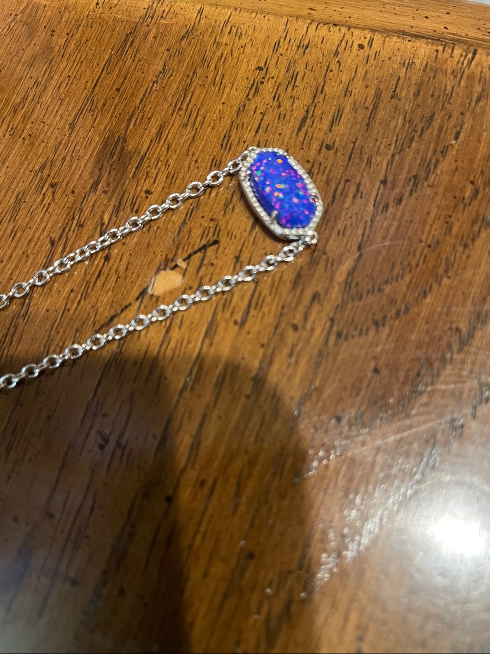 NWOT Kendra Scott Elaina Bracelet Indigo Opal Rhodium Plated - Picture 2 of 3